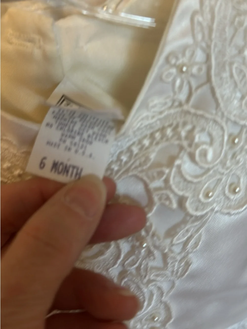 White Satin Lace-Trim Kids christining  Dress